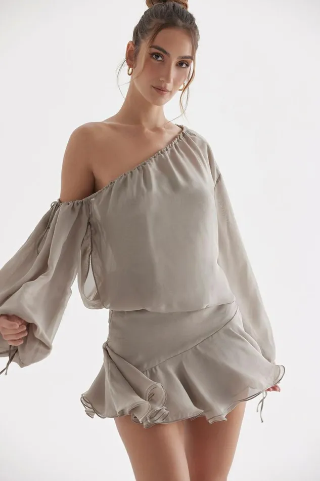 Women Wilhelmina Ash Green Off Shoulder Dress House Of CB Dresses Women Wilhelmina Ash Green Off Shoulder Dress House Of CB Dresses