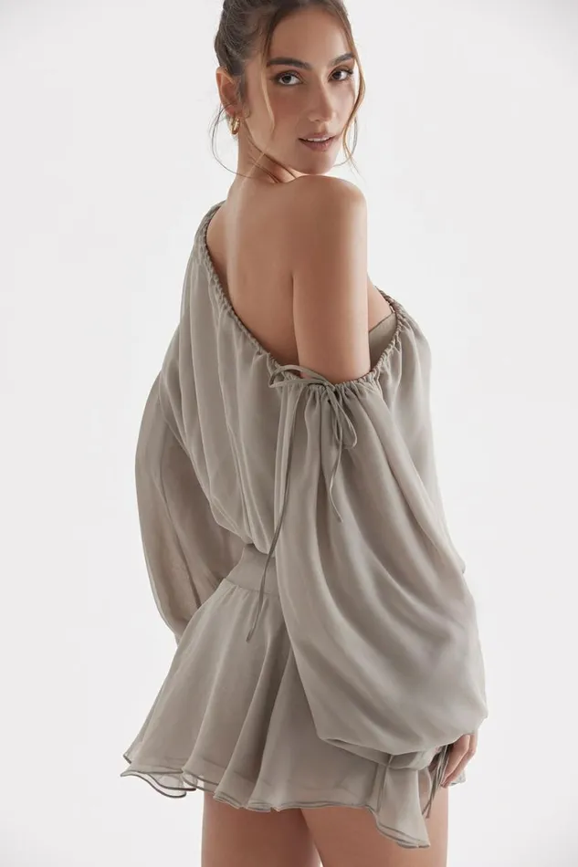 Women Wilhelmina Ash Green Off Shoulder Dress House Of CB Dresses Women Wilhelmina Ash Green Off Shoulder Dress House Of CB Dresses