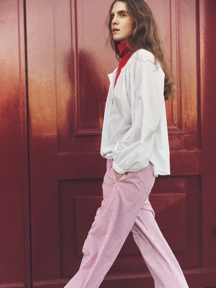Women XRENA Red White Piper Pant Pants and Jumpsuits Women XRENA Red White Piper Pant Pants and Jumpsuits
