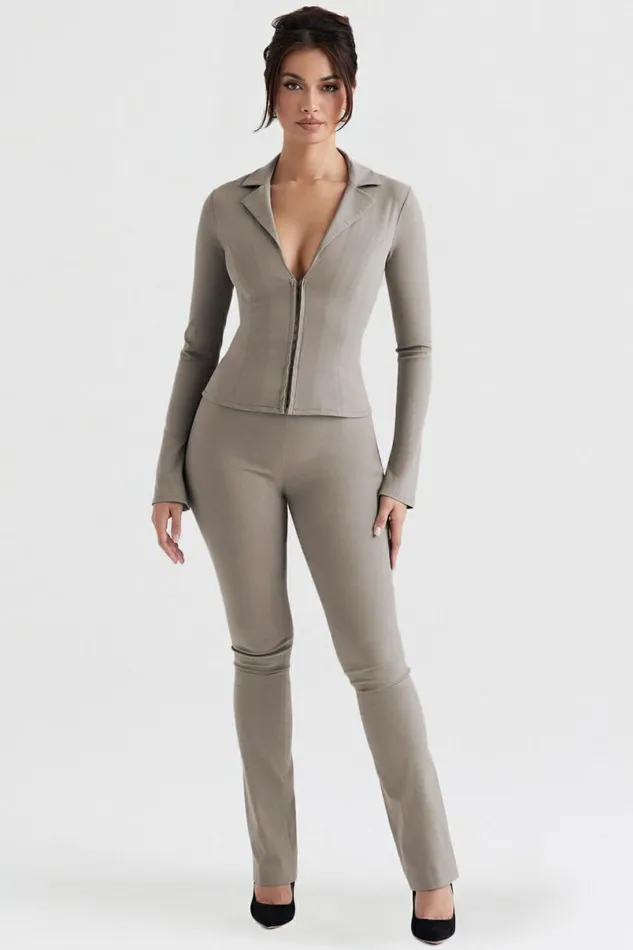 Women Zakira Smoke Fitted Shirt House Of CB Tops Women Zakira Smoke Fitted Shirt House Of CB Tops