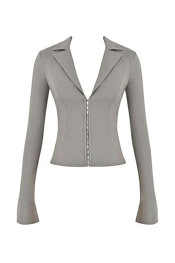 Women Zakira Smoke Fitted Shirt House Of CB Tops Women Zakira Smoke Fitted Shirt House Of CB Tops