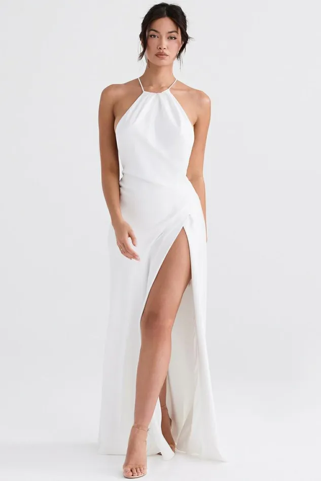 Women Zanab Ivory Thigh Slit Maxi Dress House Of CB Dresses
