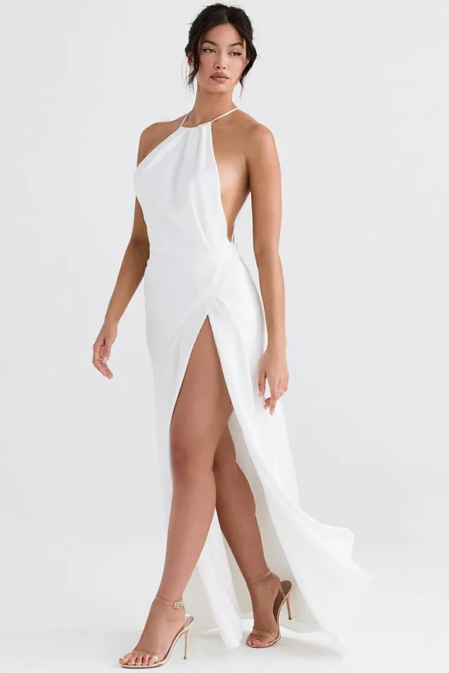Women Zanab Ivory Thigh Slit Maxi Dress House Of CB Dresses