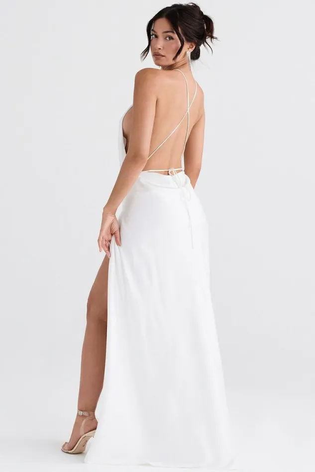 Women Zanab Ivory Thigh Slit Maxi Dress House Of CB Dresses