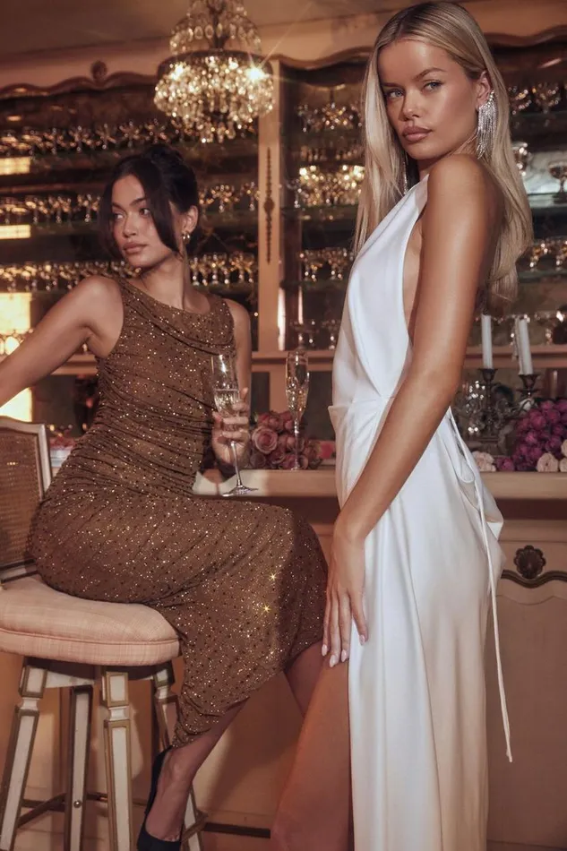 Women Zanab Ivory Thigh Slit Maxi Dress House Of CB Dresses