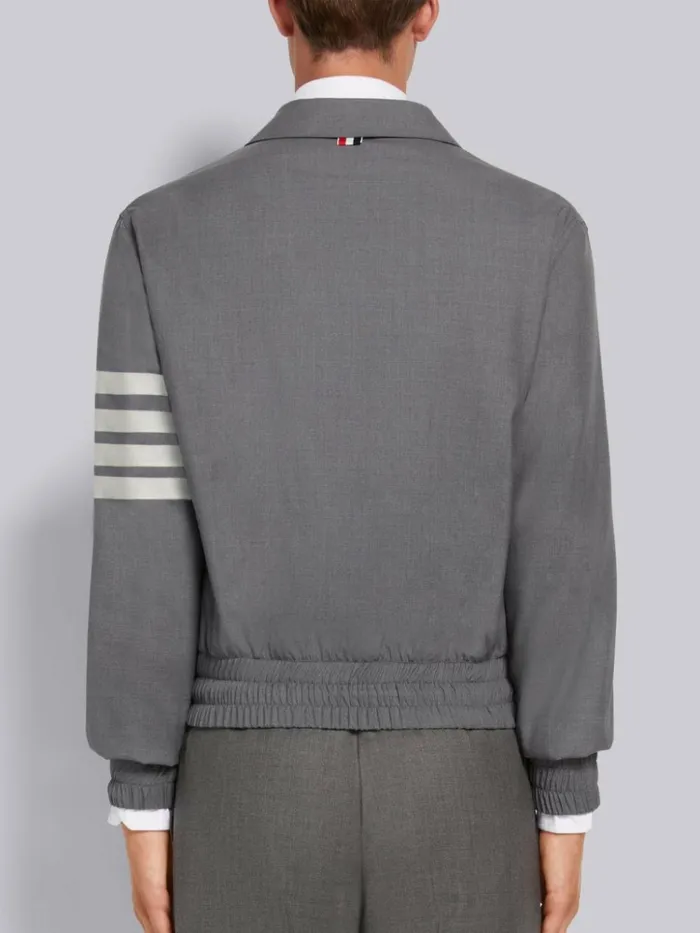 Wool 4bar Drawstring Waist Blouson Jacket Medium Grey Men Thom Browne Jackets and Suiting