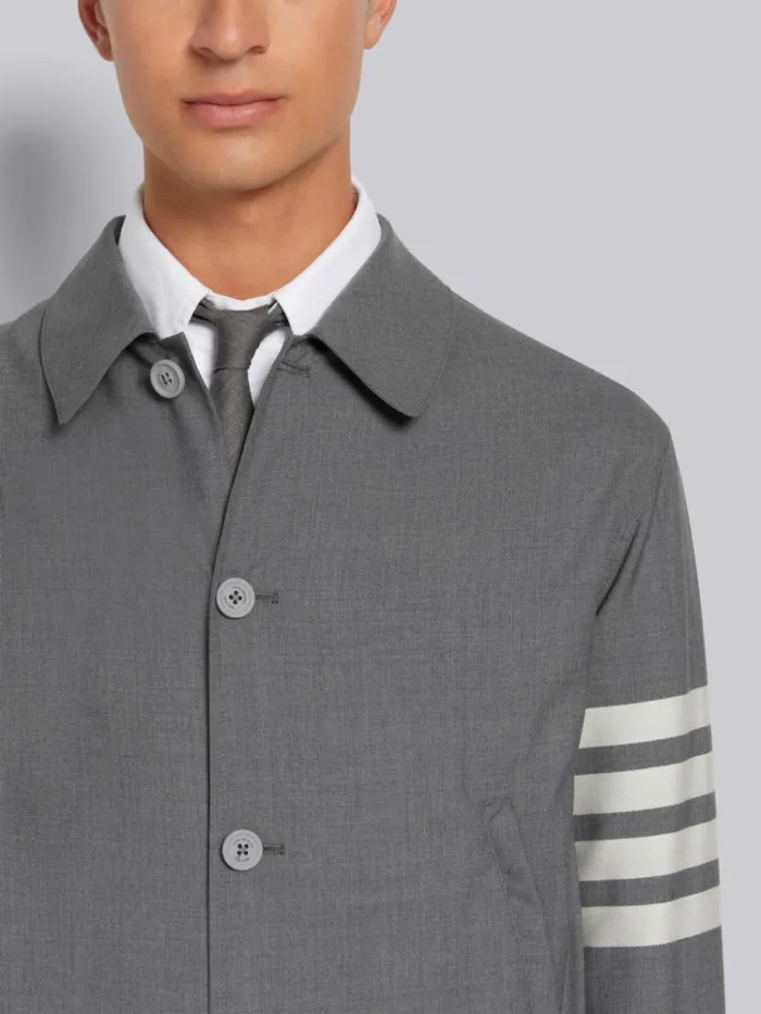 Wool 4bar Drawstring Waist Blouson Jacket Medium Grey Men Thom Browne Jackets and Suiting
