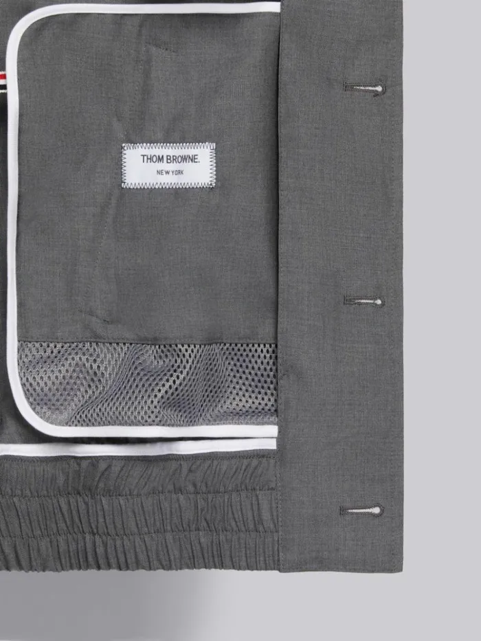 Wool 4bar Drawstring Waist Blouson Jacket Medium Grey Men Thom Browne Jackets and Suiting