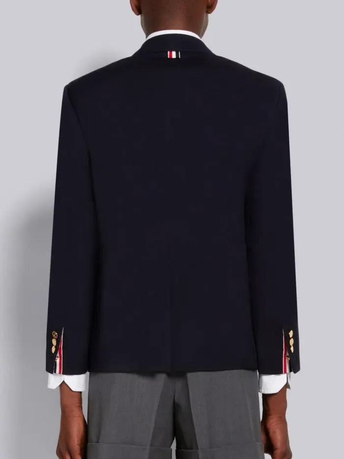 Wool Pique Suiting Single Vent Jacket Navy Men Thom Browne Jackets and Suiting