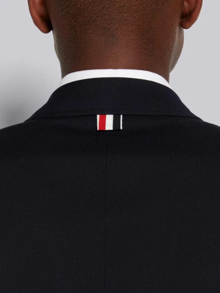 Wool Pique Suiting Single Vent Jacket Navy Men Thom Browne Jackets and Suiting