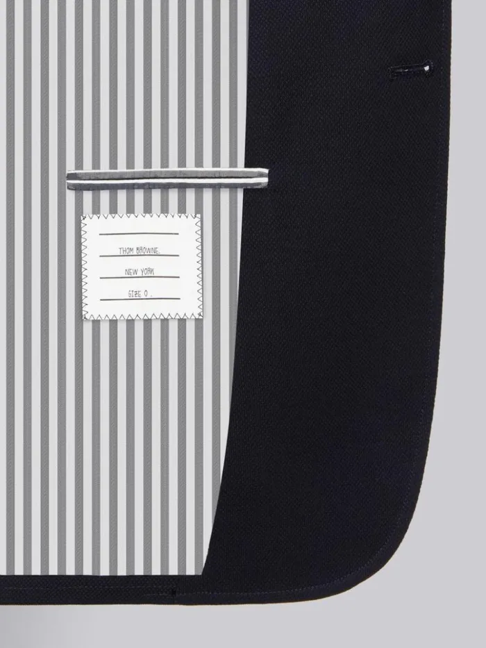 Wool Pique Suiting Single Vent Jacket Navy Men Thom Browne Jackets and Suiting