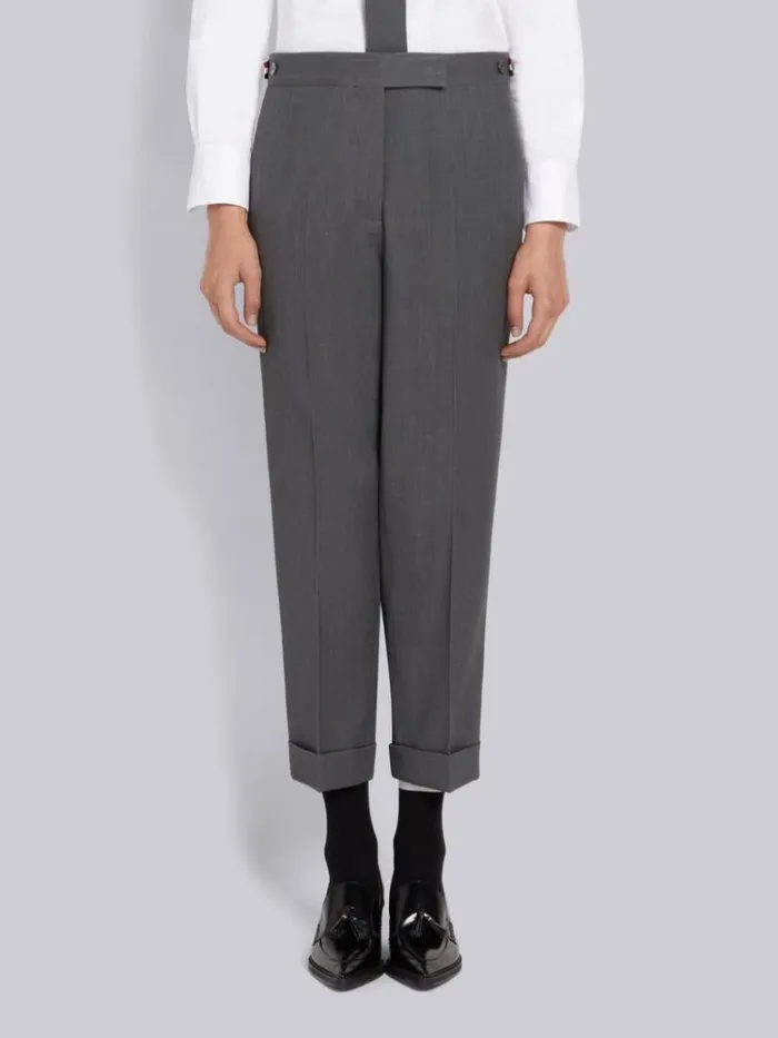 Wool Pique Suiting Slim Low Rise Trouser Medium Grey Women Thom Browne Trousers Wool Pique Suiting Slim Low Rise Trouser Medium Grey Women Thom Browne Trousers