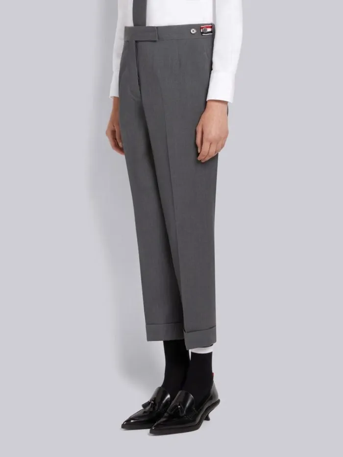 Wool Pique Suiting Slim Low Rise Trouser Medium Grey Women Thom Browne Trousers