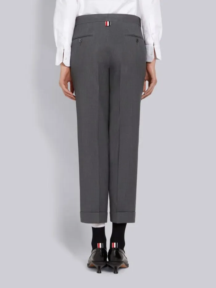 Wool Pique Suiting Slim Low Rise Trouser Medium Grey Women Thom Browne Trousers
