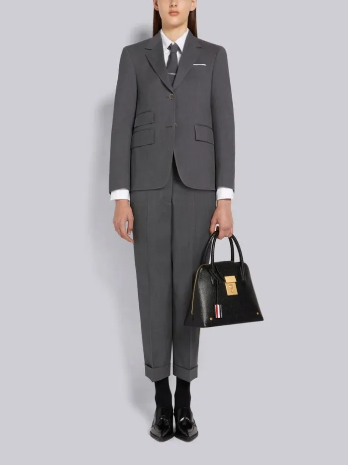 Wool Pique Suiting Slim Low Rise Trouser Medium Grey Women Thom Browne Trousers