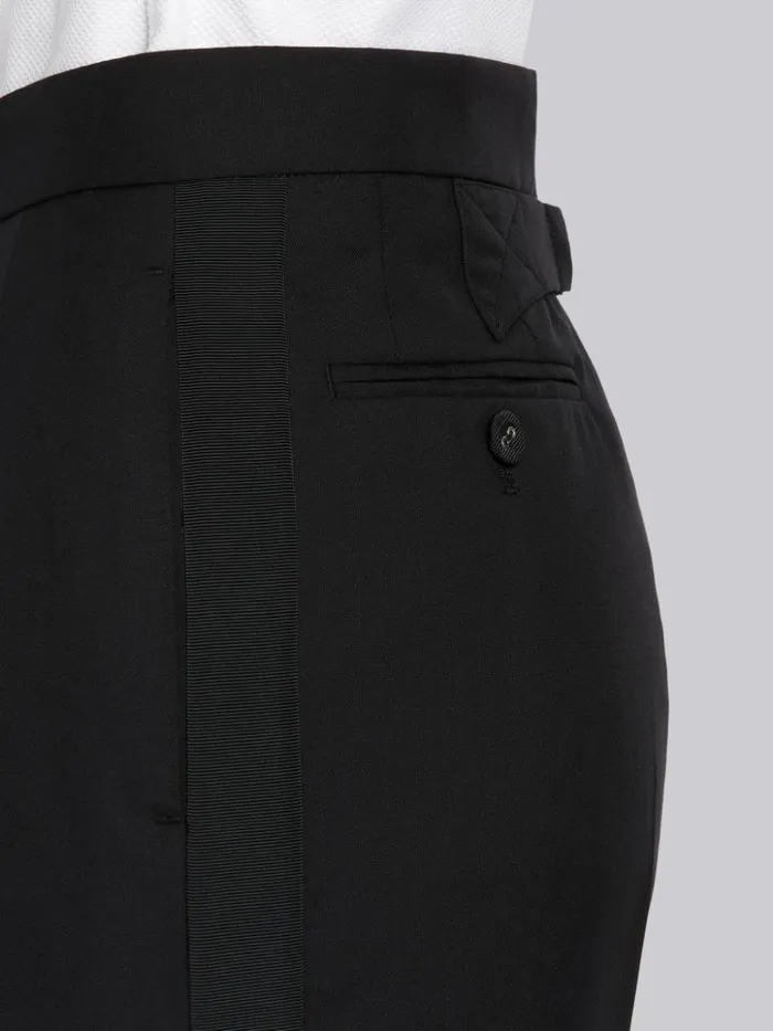 Wool Plain Weave Suiting Grosgrain Tipped Engineered 4bar Classic Trouser Black Women Thom Browne Trousers
