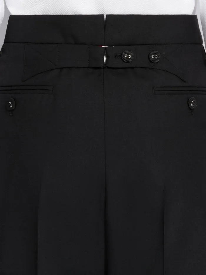 Wool Plain Weave Suiting Grosgrain Tipped Engineered 4bar Classic Trouser Black Women Thom Browne Trousers