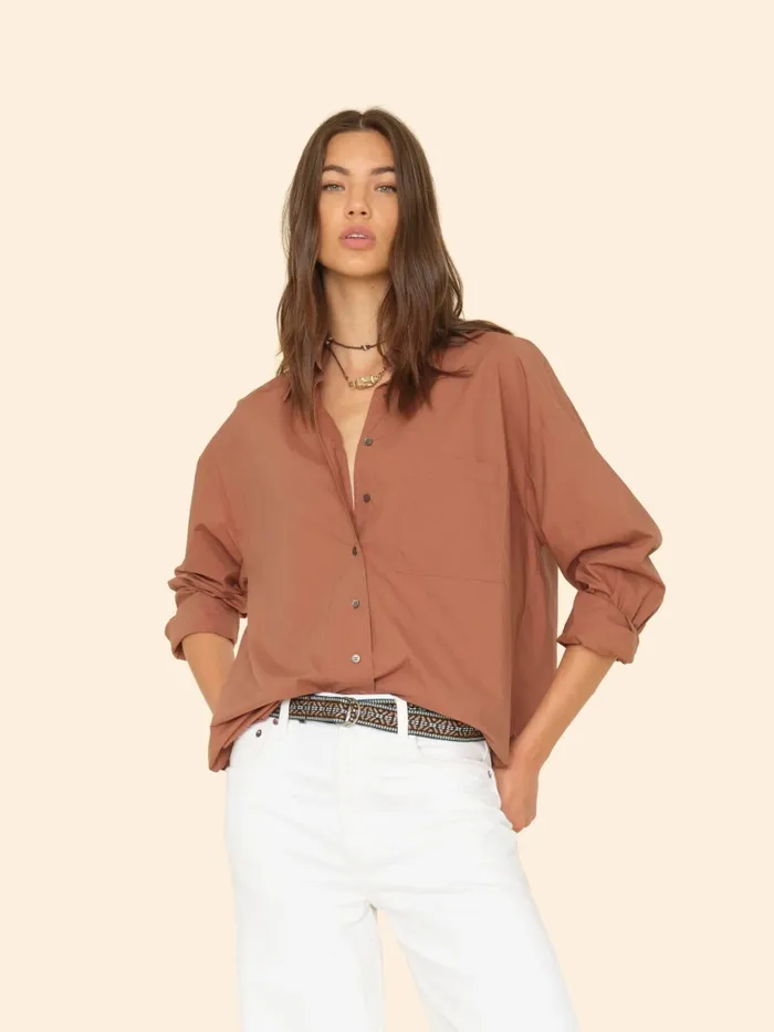 XRENA Shirts Women Latte Brown Sydney Crisp Shirt
