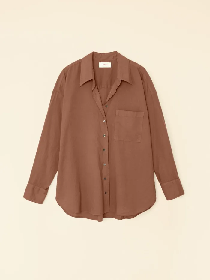 XRENA Shirts Women Latte Brown Sydney Crisp Shirt XRENA Shirts Women Latte Brown Sydney Crisp Shirt