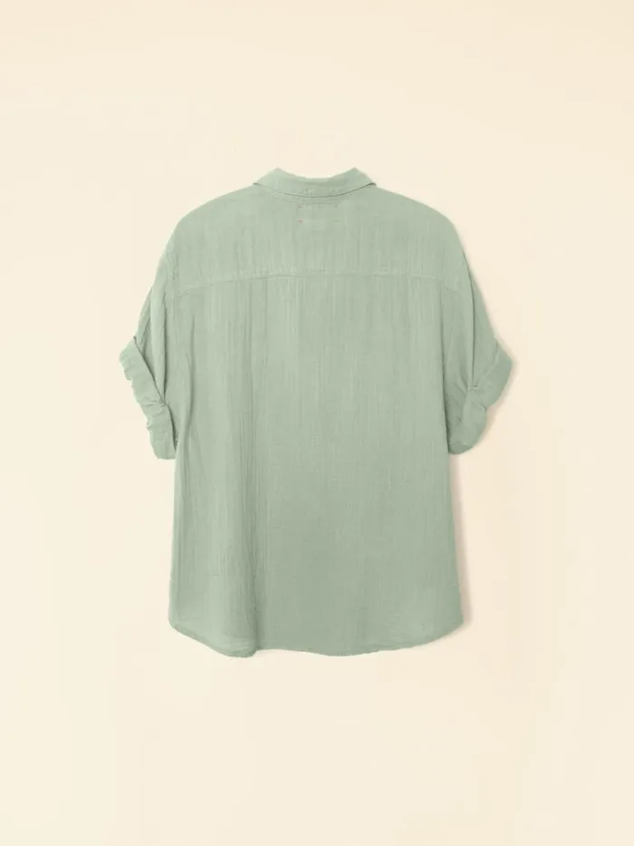 XRENA Tops Women Aqua Grey Cruz Top XRENA Tops Women Aqua Grey Cruz Top