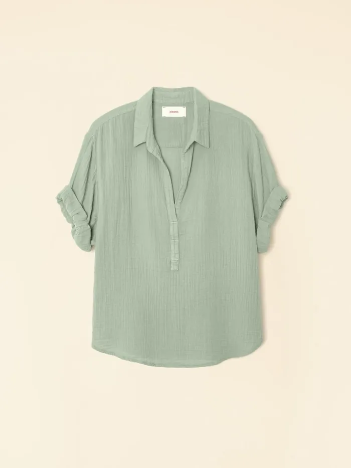 XRENA Tops Women Aqua Grey Cruz Top XRENA Tops Women Aqua Grey Cruz Top