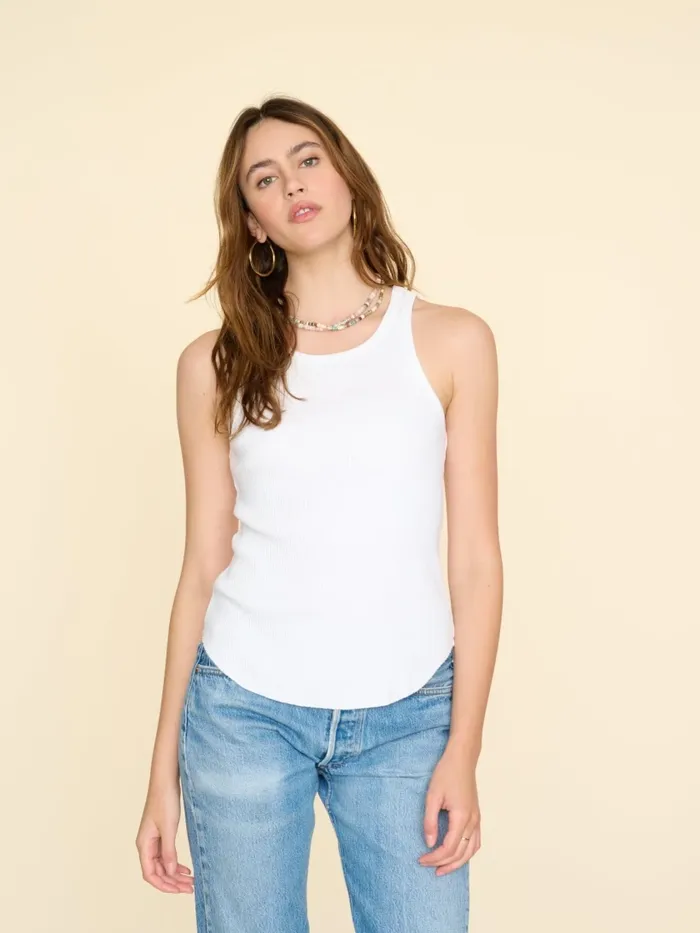 XRENA White Arynn Tank Top Women Sweats and Tees