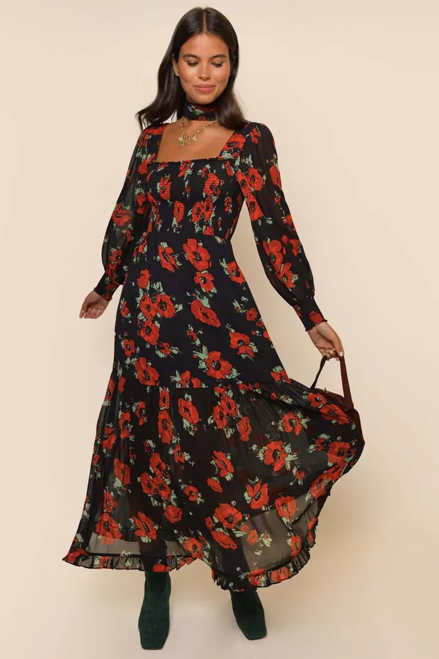 Yas Black Poppy Women RIXO Dresses