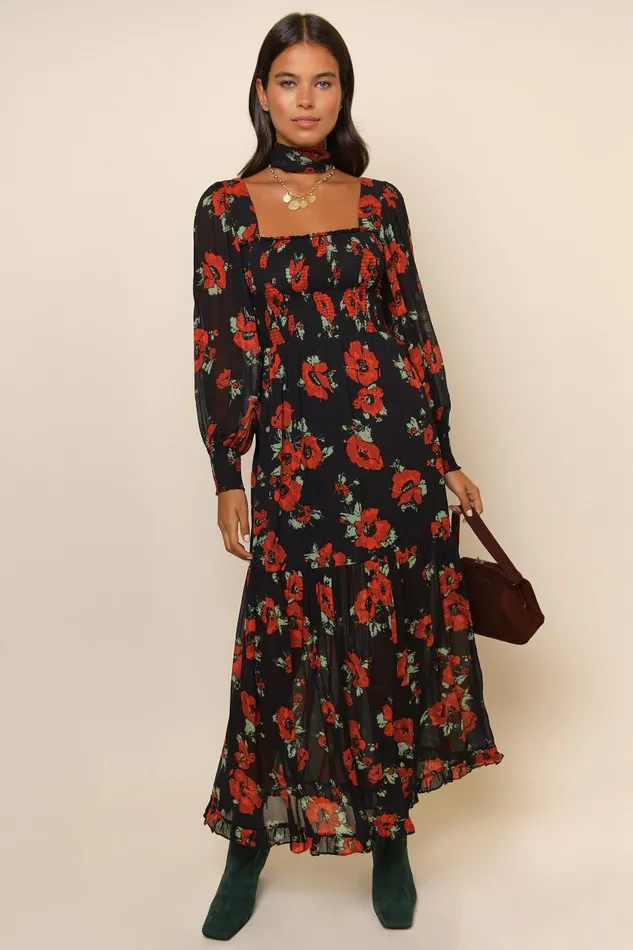 Yas Black Poppy Women RIXO Dresses Yas Black Poppy Women RIXO Dresses