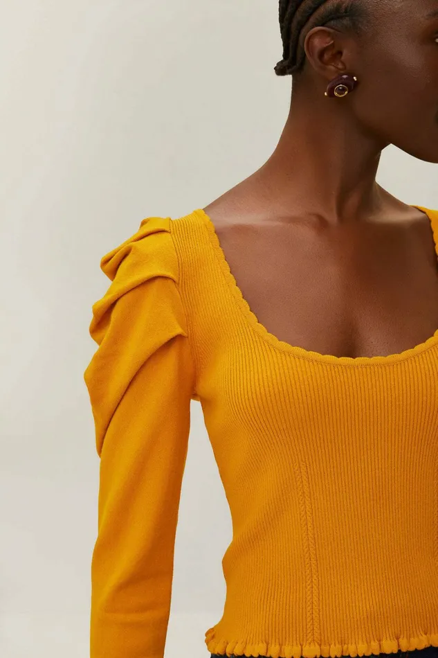 Yellow Knit Blouse Women FARM Rio Blouses Yellow Knit Blouse Women FARM Rio Blouses