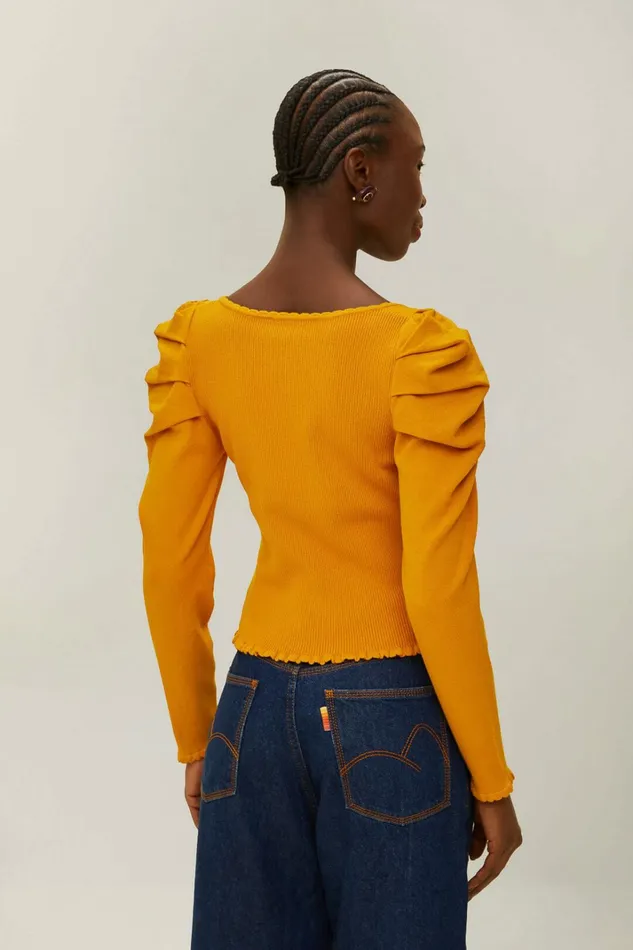 Yellow Knit Blouse Women FARM Rio Blouses Yellow Knit Blouse Women FARM Rio Blouses