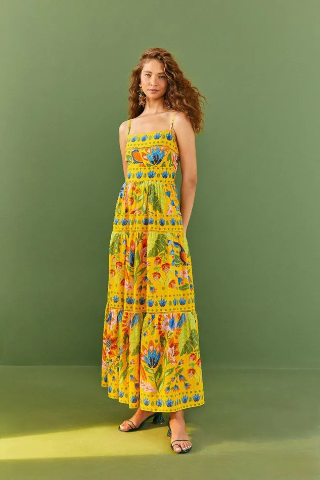 Yellow Summer Garden Sleeveless Maxi Dress Women FARM Rio Maxi Dresses Yellow Summer Garden Sleeveless Maxi Dress Women FARM Rio Maxi Dresses