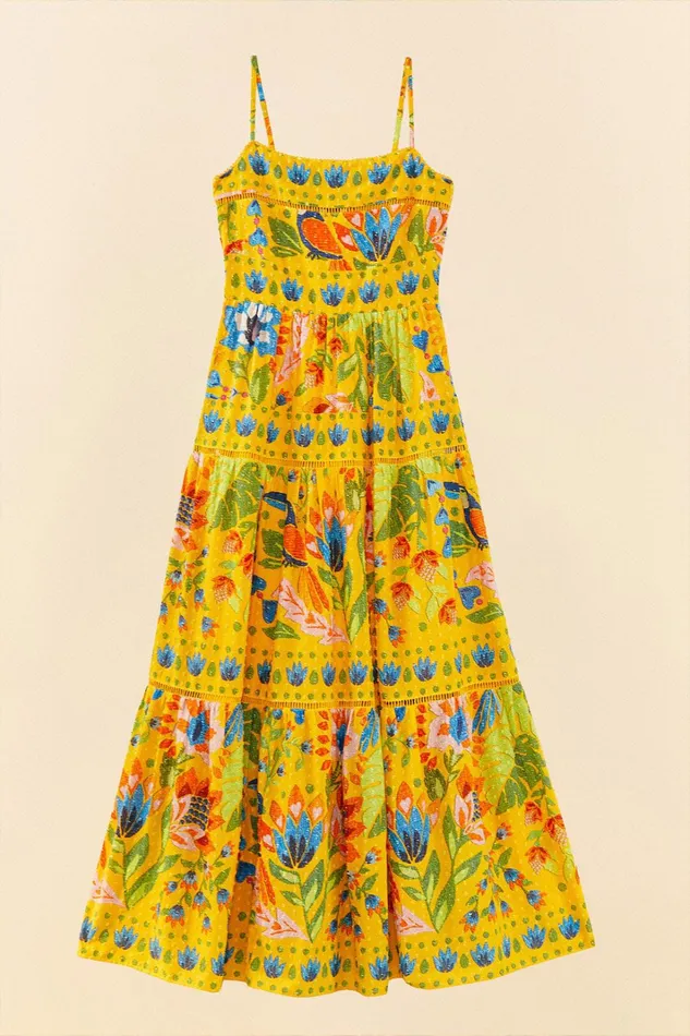 Yellow Summer Garden Sleeveless Maxi Dress Women FARM Rio Maxi Dresses Yellow Summer Garden Sleeveless Maxi Dress Women FARM Rio Maxi Dresses