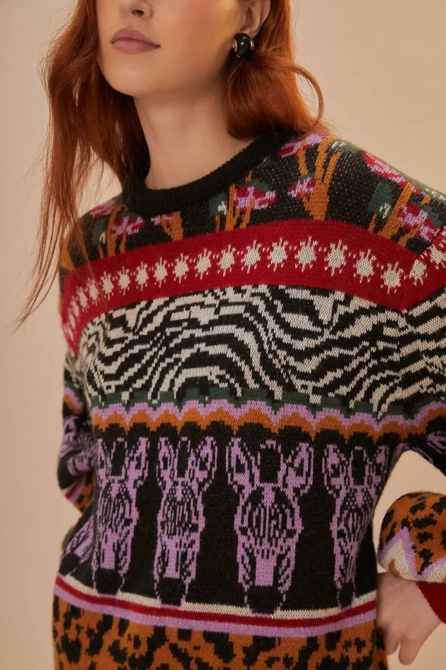 Zebra Ainika Knit Sweater Women FARM Rio Sweaters and Sweatshirts Zebra Ainika Knit Sweater Women FARM Rio Sweaters and Sweatshirts