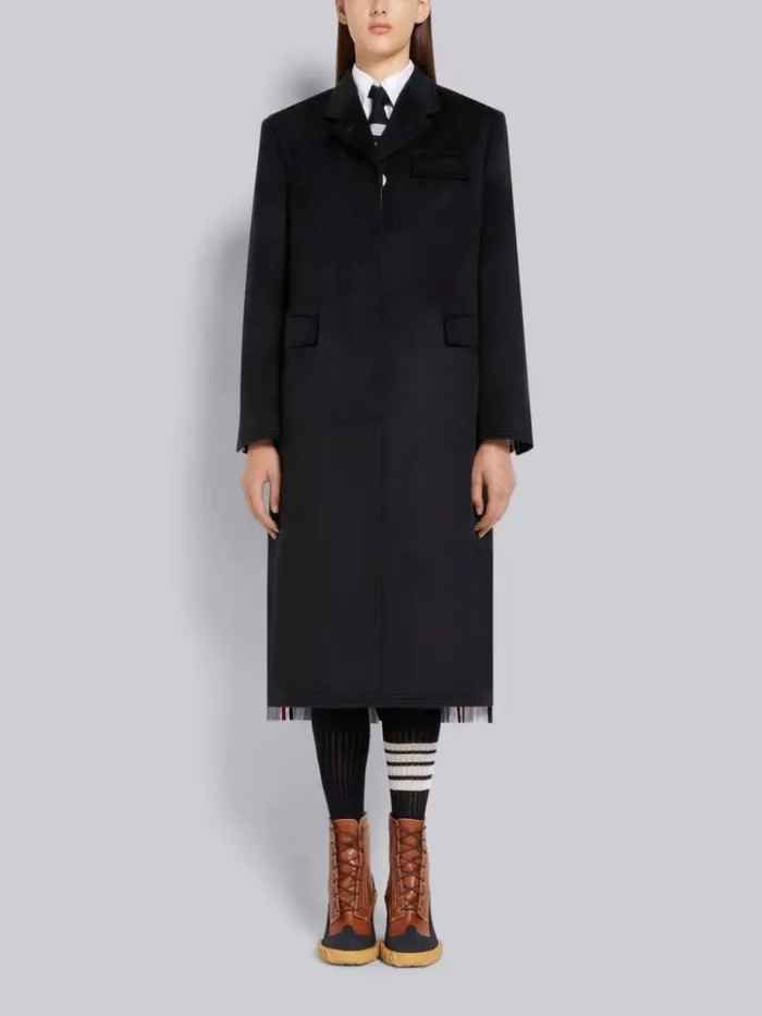 Zibeline Finish Coat Weight Cashmere Oversized Chesterfield Coat Navy Women Thom Browne Outerwear Zibeline Finish Coat Weight Cashmere Oversized Chesterfield Coat Navy Women Thom Browne Outerwear