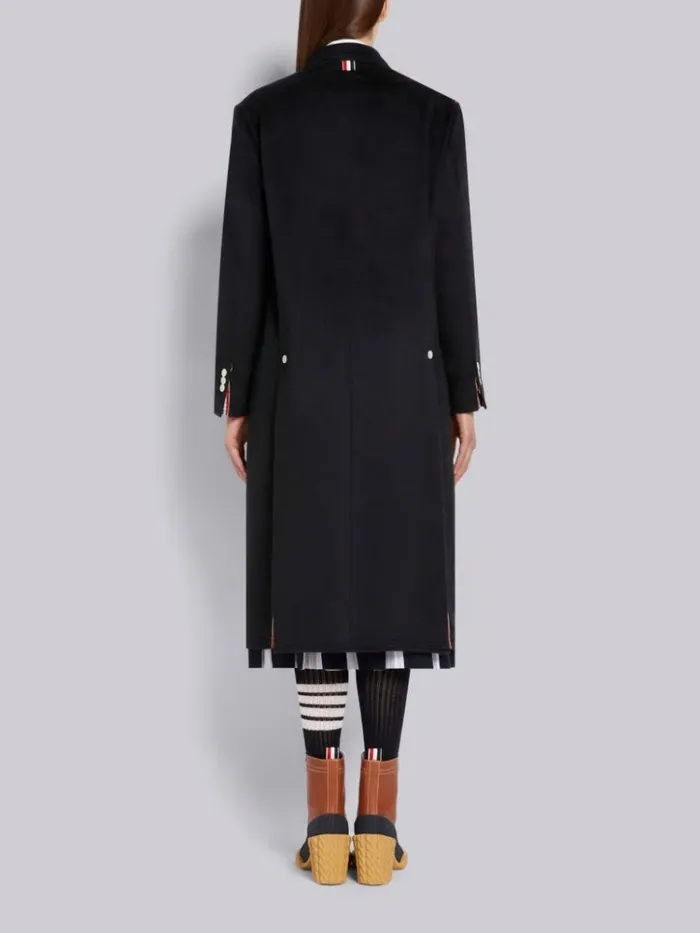 Zibeline Finish Coat Weight Cashmere Oversized Chesterfield Coat Navy Women Thom Browne Outerwear