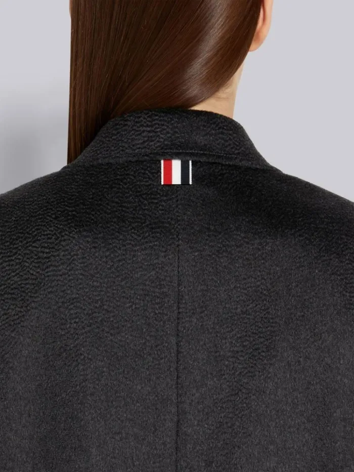 Zibeline Finish Coat Weight Cashmere Single Vent Overcoat Dark Grey Women Thom Browne Outerwear