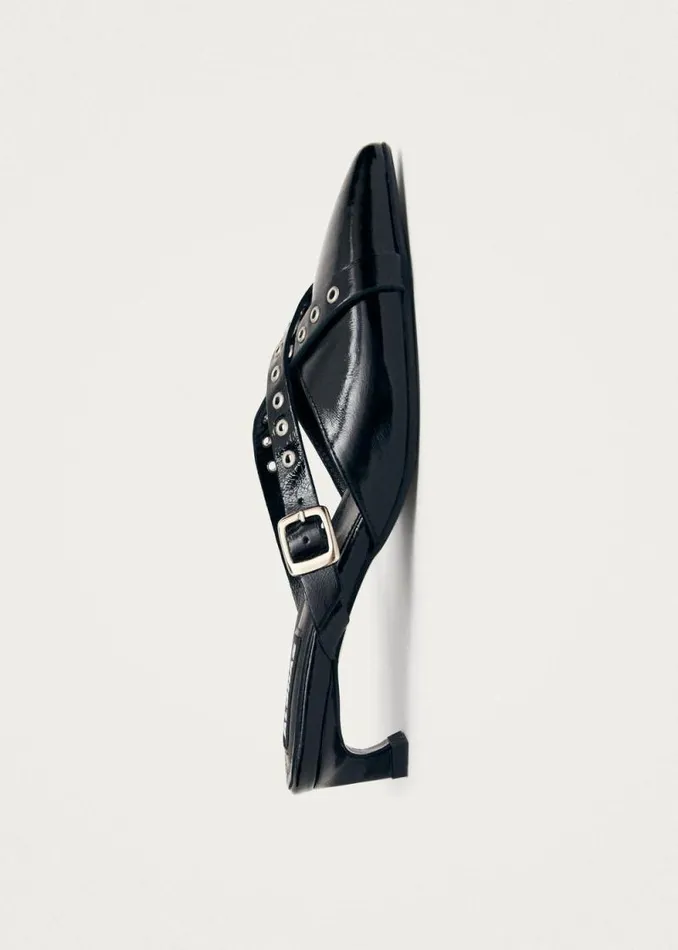 Zyra Onix Black Leather Mules Women ALOHAS Mules